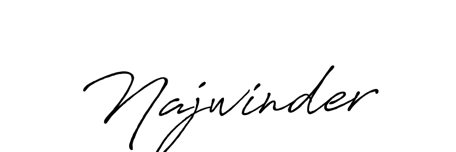 Use a signature maker to create a handwritten signature online. With this signature software, you can design (Antro_Vectra_Bolder) your own signature for name Najwinder. Najwinder signature style 7 images and pictures png