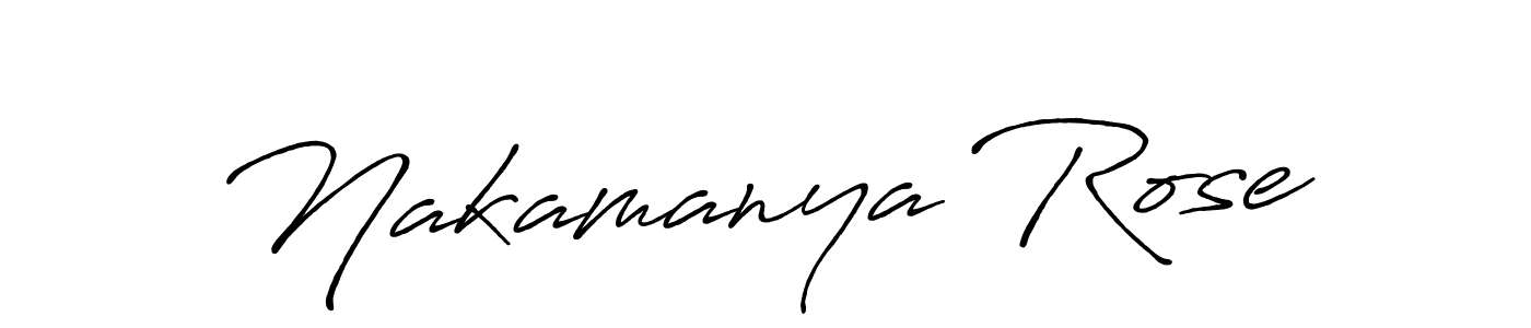 Make a beautiful signature design for name Nakamanya Rose. With this signature (Antro_Vectra_Bolder) style, you can create a handwritten signature for free. Nakamanya Rose signature style 7 images and pictures png