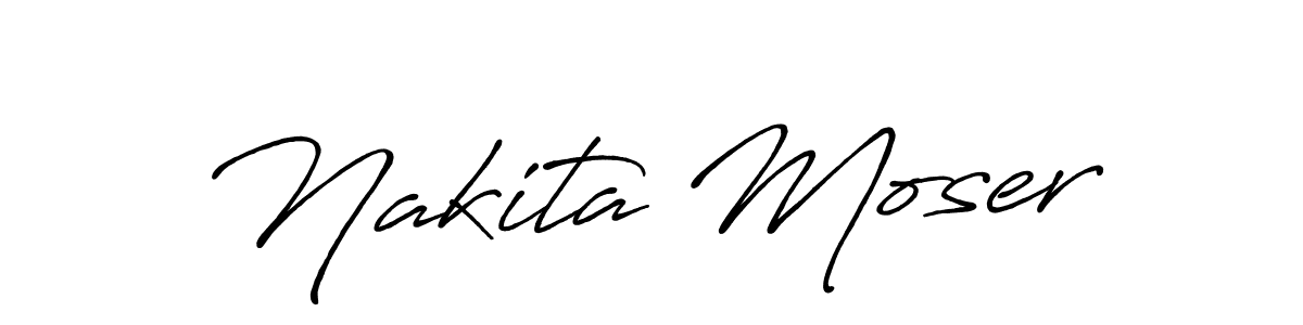 How to make Nakita Moser name signature. Use Antro_Vectra_Bolder style for creating short signs online. This is the latest handwritten sign. Nakita Moser signature style 7 images and pictures png