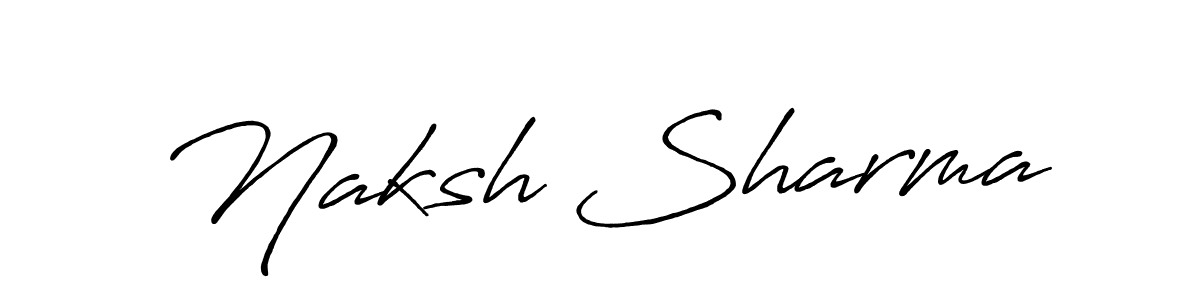 You should practise on your own different ways (Antro_Vectra_Bolder) to write your name (Naksh Sharma) in signature. don't let someone else do it for you. Naksh Sharma signature style 7 images and pictures png