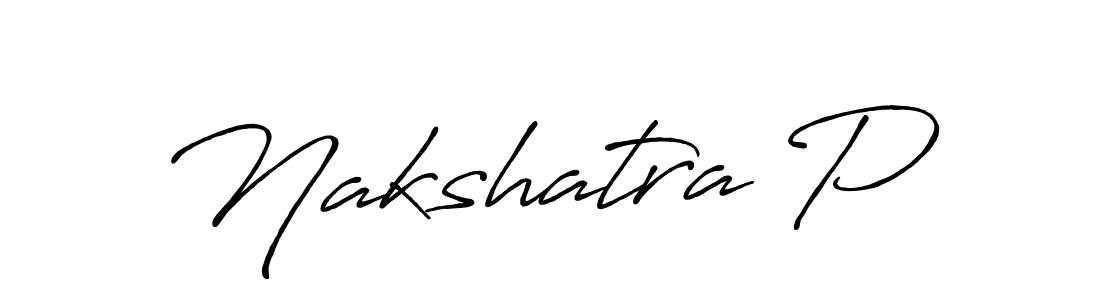 It looks lik you need a new signature style for name Nakshatra P. Design unique handwritten (Antro_Vectra_Bolder) signature with our free signature maker in just a few clicks. Nakshatra P signature style 7 images and pictures png