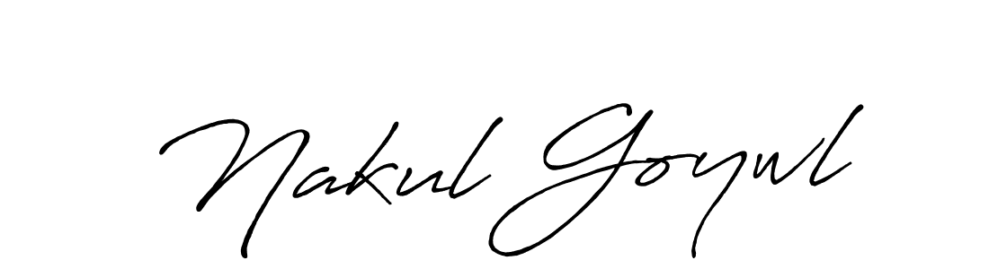 How to make Nakul Goywl name signature. Use Antro_Vectra_Bolder style for creating short signs online. This is the latest handwritten sign. Nakul Goywl signature style 7 images and pictures png