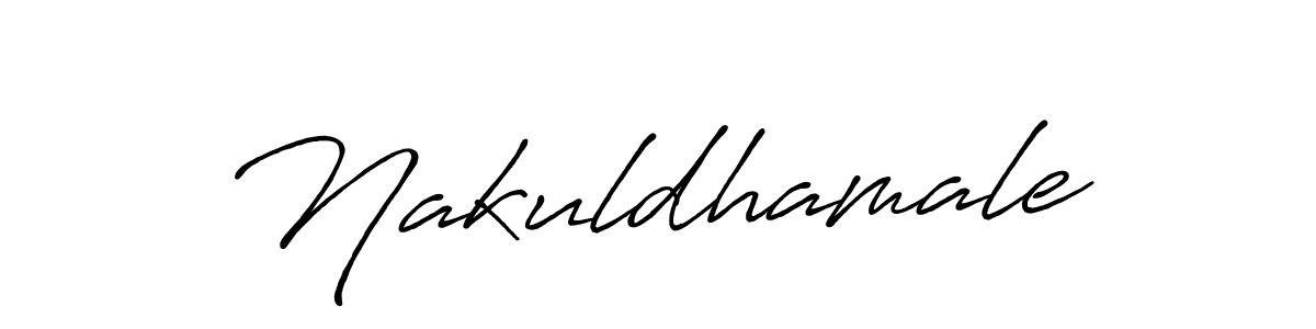 How to make Nakuldhamale name signature. Use Antro_Vectra_Bolder style for creating short signs online. This is the latest handwritten sign. Nakuldhamale signature style 7 images and pictures png