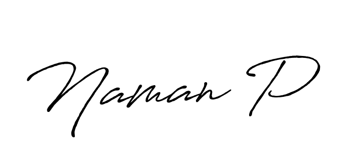 Make a beautiful signature design for name Naman P. With this signature (Antro_Vectra_Bolder) style, you can create a handwritten signature for free. Naman P signature style 7 images and pictures png