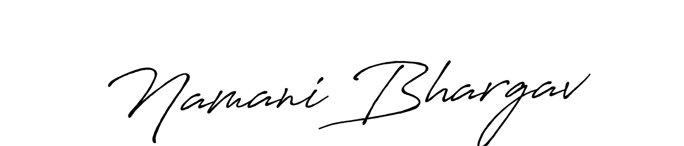 Use a signature maker to create a handwritten signature online. With this signature software, you can design (Antro_Vectra_Bolder) your own signature for name Namani Bhargav. Namani Bhargav signature style 7 images and pictures png