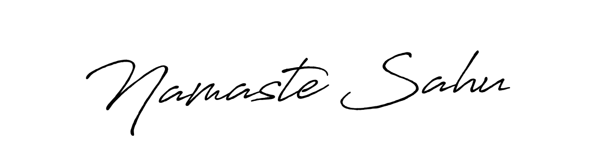 How to make Namaste Sahu name signature. Use Antro_Vectra_Bolder style for creating short signs online. This is the latest handwritten sign. Namaste Sahu signature style 7 images and pictures png