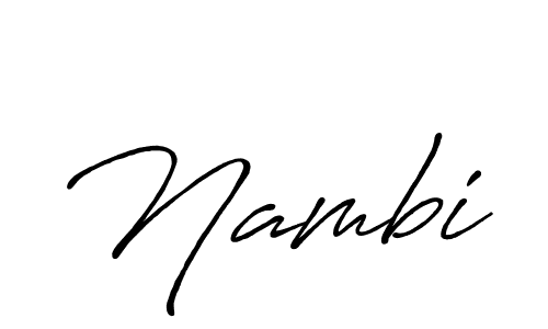 How to make Nambi name signature. Use Antro_Vectra_Bolder style for creating short signs online. This is the latest handwritten sign. Nambi signature style 7 images and pictures png