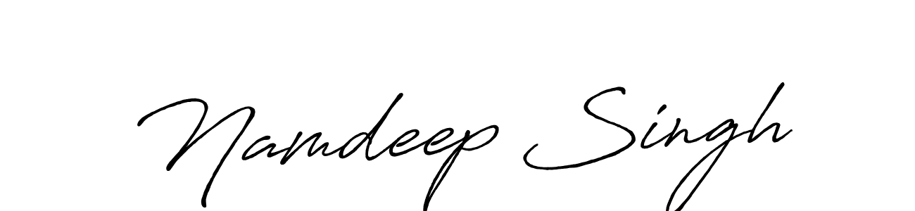 How to make Namdeep Singh name signature. Use Antro_Vectra_Bolder style for creating short signs online. This is the latest handwritten sign. Namdeep Singh signature style 7 images and pictures png