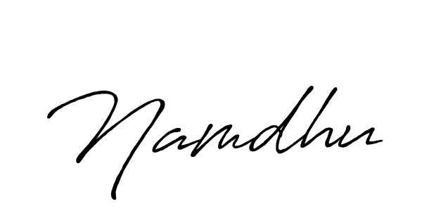 Use a signature maker to create a handwritten signature online. With this signature software, you can design (Antro_Vectra_Bolder) your own signature for name Namdhu. Namdhu signature style 7 images and pictures png