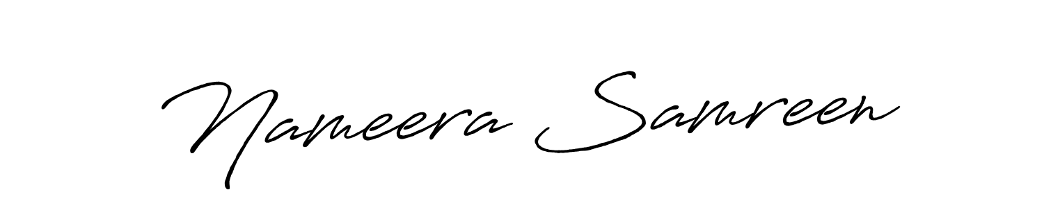 How to make Nameera Samreen name signature. Use Antro_Vectra_Bolder style for creating short signs online. This is the latest handwritten sign. Nameera Samreen signature style 7 images and pictures png