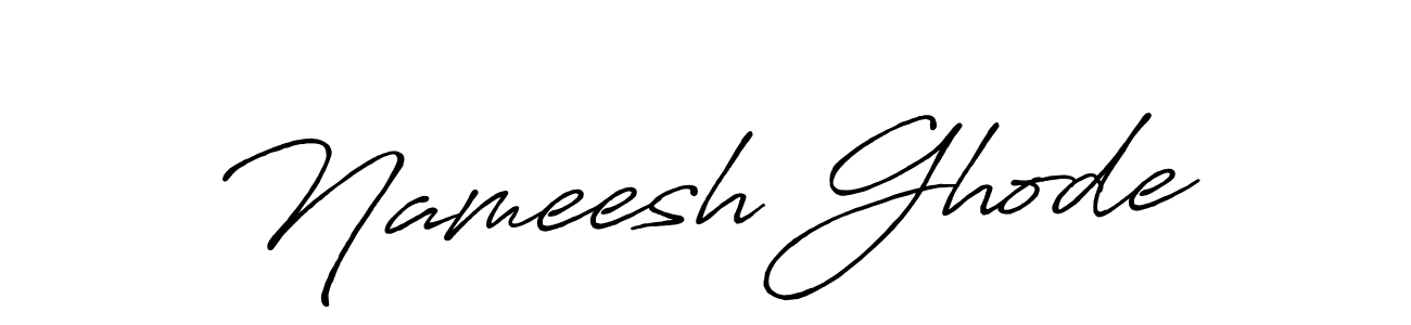 Antro_Vectra_Bolder is a professional signature style that is perfect for those who want to add a touch of class to their signature. It is also a great choice for those who want to make their signature more unique. Get Nameesh Ghode name to fancy signature for free. Nameesh Ghode signature style 7 images and pictures png
