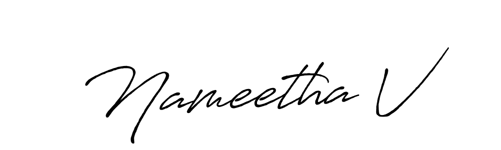 Antro_Vectra_Bolder is a professional signature style that is perfect for those who want to add a touch of class to their signature. It is also a great choice for those who want to make their signature more unique. Get Nameetha V name to fancy signature for free. Nameetha V signature style 7 images and pictures png