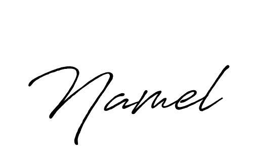 Use a signature maker to create a handwritten signature online. With this signature software, you can design (Antro_Vectra_Bolder) your own signature for name Namel. Namel signature style 7 images and pictures png