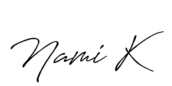 Make a beautiful signature design for name Nami K. With this signature (Antro_Vectra_Bolder) style, you can create a handwritten signature for free. Nami K signature style 7 images and pictures png