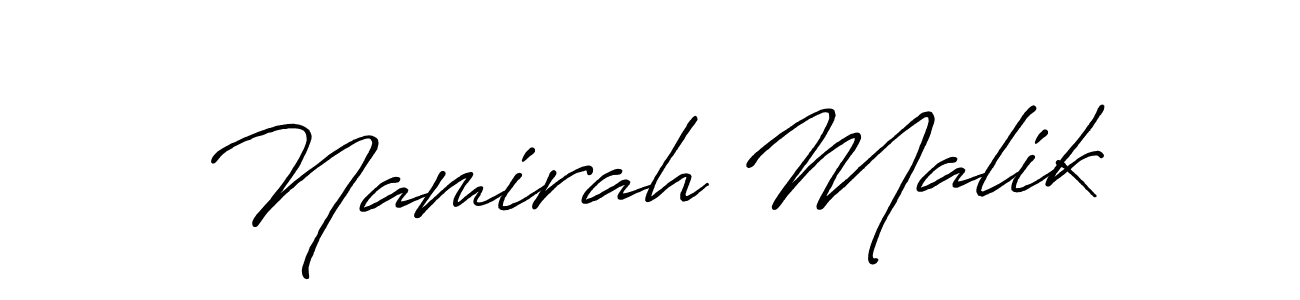 Design your own signature with our free online signature maker. With this signature software, you can create a handwritten (Antro_Vectra_Bolder) signature for name Namirah Malik. Namirah Malik signature style 7 images and pictures png