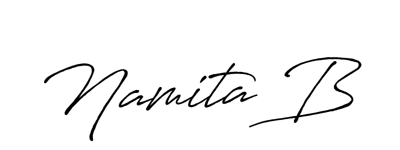 The best way (Antro_Vectra_Bolder) to make a short signature is to pick only two or three words in your name. The name Namita B include a total of six letters. For converting this name. Namita B signature style 7 images and pictures png