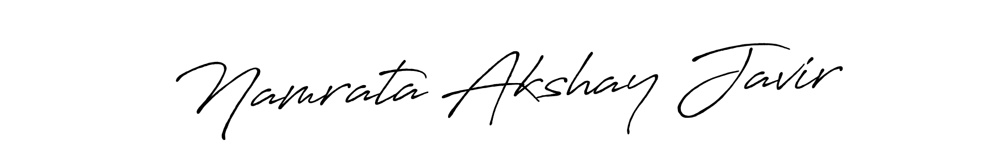 The best way (Antro_Vectra_Bolder) to make a short signature is to pick only two or three words in your name. The name Namrata Akshay Javir include a total of six letters. For converting this name. Namrata Akshay Javir signature style 7 images and pictures png