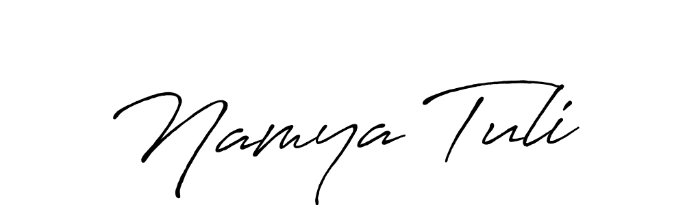 The best way (Antro_Vectra_Bolder) to make a short signature is to pick only two or three words in your name. The name Namya Tuli include a total of six letters. For converting this name. Namya Tuli signature style 7 images and pictures png
