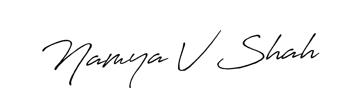 Make a beautiful signature design for name Namya V Shah. With this signature (Antro_Vectra_Bolder) style, you can create a handwritten signature for free. Namya V Shah signature style 7 images and pictures png