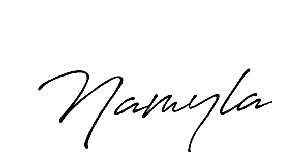 The best way (Antro_Vectra_Bolder) to make a short signature is to pick only two or three words in your name. The name Namyla include a total of six letters. For converting this name. Namyla signature style 7 images and pictures png