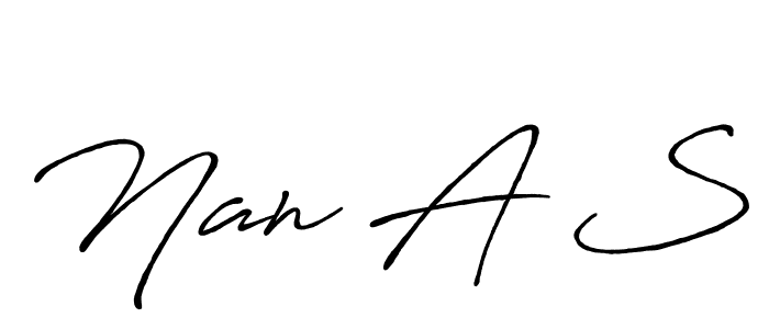 The best way (Antro_Vectra_Bolder) to make a short signature is to pick only two or three words in your name. The name Nan A S include a total of six letters. For converting this name. Nan A S signature style 7 images and pictures png