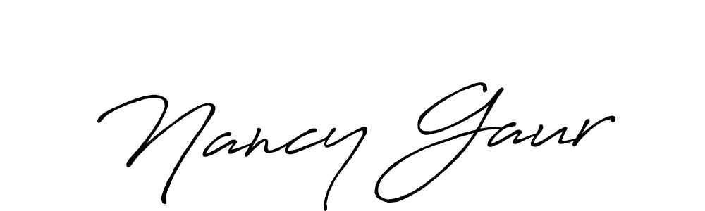 How to make Nancy Gaur name signature. Use Antro_Vectra_Bolder style for creating short signs online. This is the latest handwritten sign. Nancy Gaur signature style 7 images and pictures png