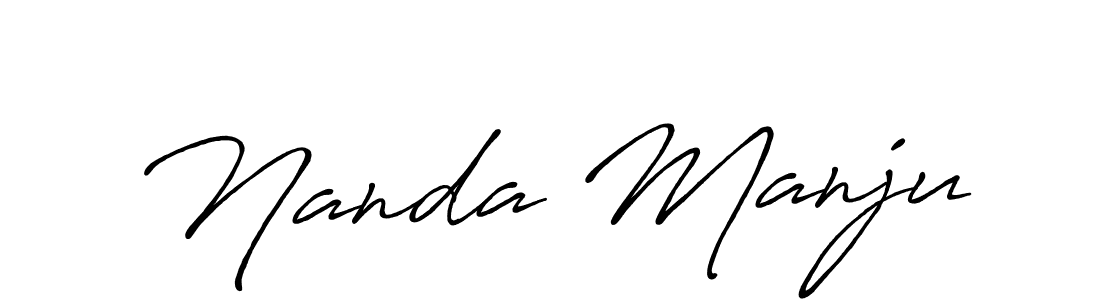 How to make Nanda Manju name signature. Use Antro_Vectra_Bolder style for creating short signs online. This is the latest handwritten sign. Nanda Manju signature style 7 images and pictures png