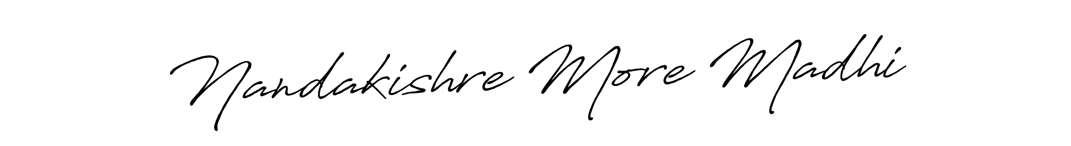 The best way (Antro_Vectra_Bolder) to make a short signature is to pick only two or three words in your name. The name Nandakishre More Madhi include a total of six letters. For converting this name. Nandakishre More Madhi signature style 7 images and pictures png