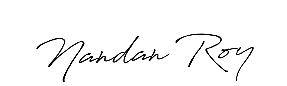 How to make Nandan Roy name signature. Use Antro_Vectra_Bolder style for creating short signs online. This is the latest handwritten sign. Nandan Roy signature style 7 images and pictures png