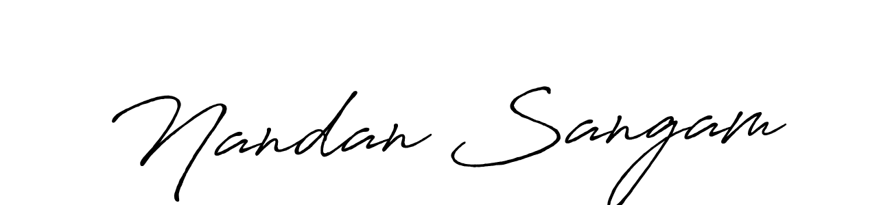 The best way (Antro_Vectra_Bolder) to make a short signature is to pick only two or three words in your name. The name Nandan Sangam include a total of six letters. For converting this name. Nandan Sangam signature style 7 images and pictures png