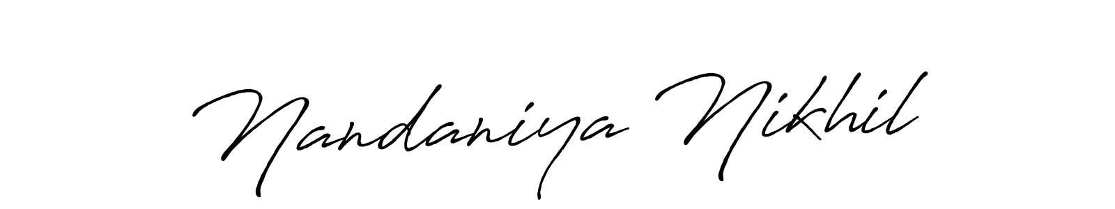 Also we have Nandaniya Nikhil name is the best signature style. Create professional handwritten signature collection using Antro_Vectra_Bolder autograph style. Nandaniya Nikhil signature style 7 images and pictures png