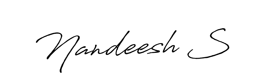 if you are searching for the best signature style for your name Nandeesh S. so please give up your signature search. here we have designed multiple signature styles  using Antro_Vectra_Bolder. Nandeesh S signature style 7 images and pictures png