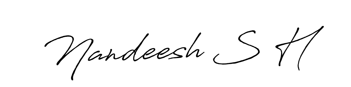 The best way (Antro_Vectra_Bolder) to make a short signature is to pick only two or three words in your name. The name Nandeesh S H include a total of six letters. For converting this name. Nandeesh S H signature style 7 images and pictures png