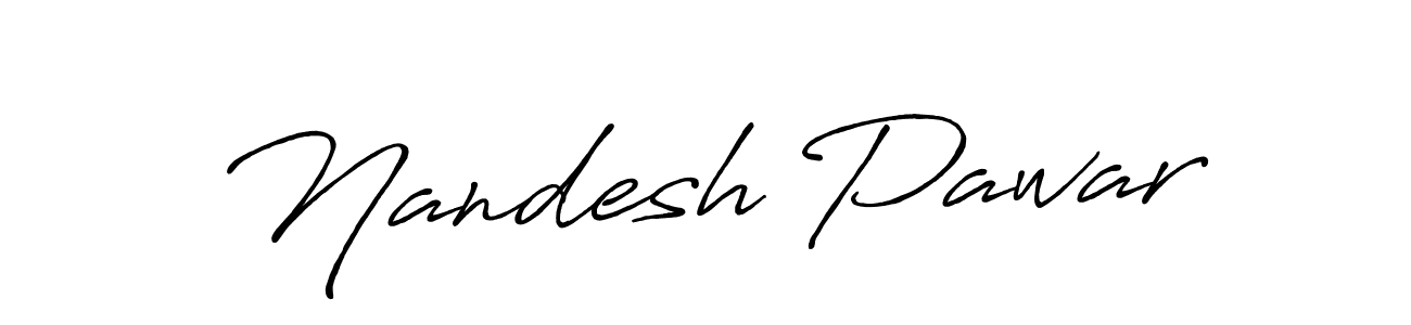 How to make Nandesh Pawar name signature. Use Antro_Vectra_Bolder style for creating short signs online. This is the latest handwritten sign. Nandesh Pawar signature style 7 images and pictures png