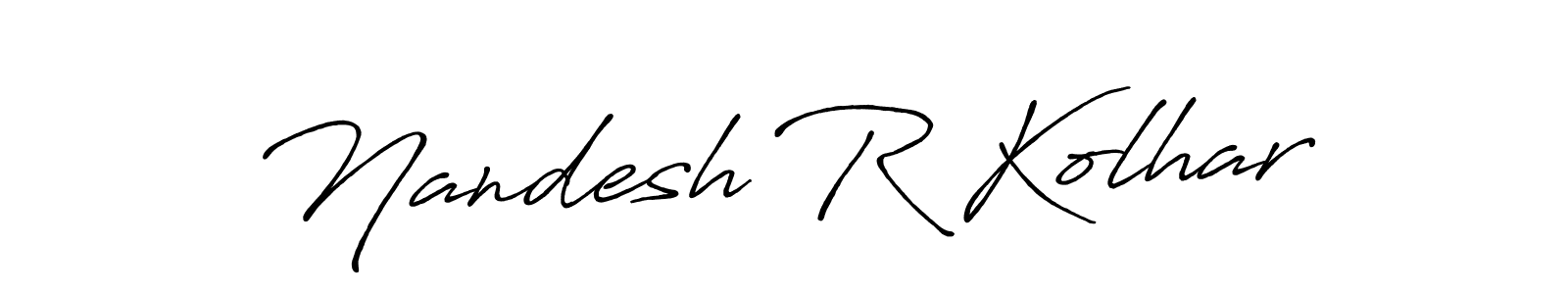 if you are searching for the best signature style for your name Nandesh R Kolhar. so please give up your signature search. here we have designed multiple signature styles  using Antro_Vectra_Bolder. Nandesh R Kolhar signature style 7 images and pictures png