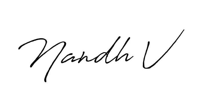 Similarly Antro_Vectra_Bolder is the best handwritten signature design. Signature creator online .You can use it as an online autograph creator for name Nandh V. Nandh V signature style 7 images and pictures png