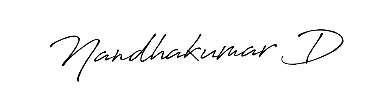 Use a signature maker to create a handwritten signature online. With this signature software, you can design (Antro_Vectra_Bolder) your own signature for name Nandhakumar D. Nandhakumar D signature style 7 images and pictures png