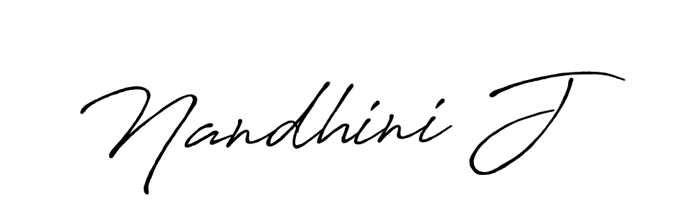 Use a signature maker to create a handwritten signature online. With this signature software, you can design (Antro_Vectra_Bolder) your own signature for name Nandhini J. Nandhini J signature style 7 images and pictures png