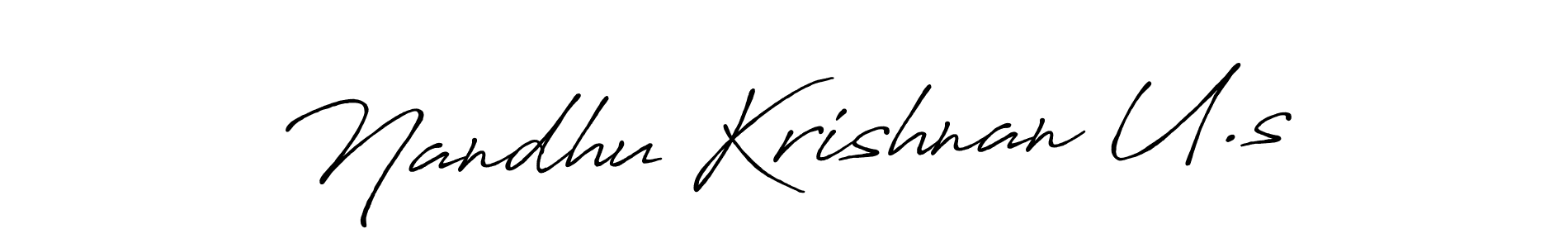 You should practise on your own different ways (Antro_Vectra_Bolder) to write your name (Nandhu Krishnan U.s) in signature. don't let someone else do it for you. Nandhu Krishnan U.s signature style 7 images and pictures png