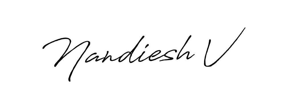 The best way (Antro_Vectra_Bolder) to make a short signature is to pick only two or three words in your name. The name Nandiesh V include a total of six letters. For converting this name. Nandiesh V signature style 7 images and pictures png