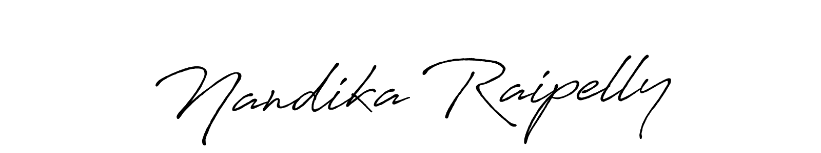 Create a beautiful signature design for name Nandika Raipelly. With this signature (Antro_Vectra_Bolder) fonts, you can make a handwritten signature for free. Nandika Raipelly signature style 7 images and pictures png