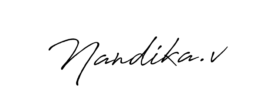 Make a beautiful signature design for name Nandika.v. With this signature (Antro_Vectra_Bolder) style, you can create a handwritten signature for free. Nandika.v signature style 7 images and pictures png