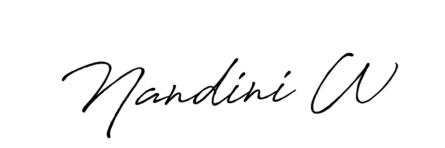 Make a beautiful signature design for name Nandini W. With this signature (Antro_Vectra_Bolder) style, you can create a handwritten signature for free. Nandini W signature style 7 images and pictures png