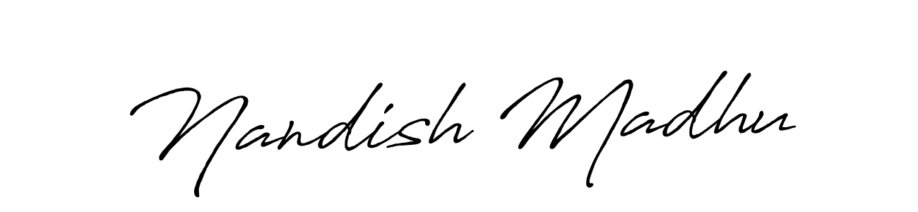 How to make Nandish Madhu signature? Antro_Vectra_Bolder is a professional autograph style. Create handwritten signature for Nandish Madhu name. Nandish Madhu signature style 7 images and pictures png