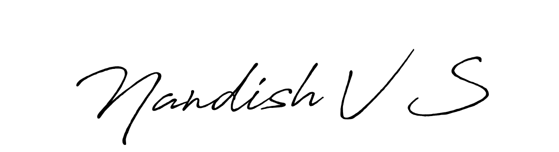 Design your own signature with our free online signature maker. With this signature software, you can create a handwritten (Antro_Vectra_Bolder) signature for name Nandish V S. Nandish V S signature style 7 images and pictures png