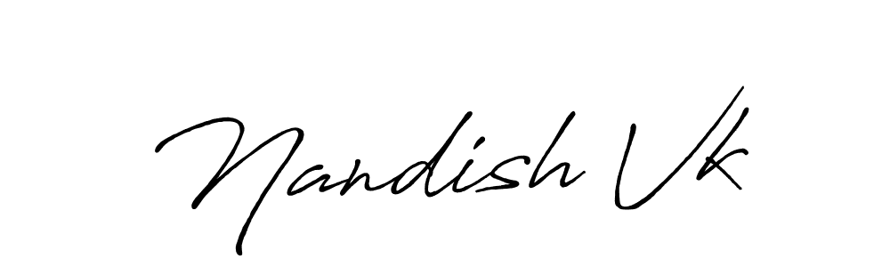 How to make Nandish Vk signature? Antro_Vectra_Bolder is a professional autograph style. Create handwritten signature for Nandish Vk name. Nandish Vk signature style 7 images and pictures png