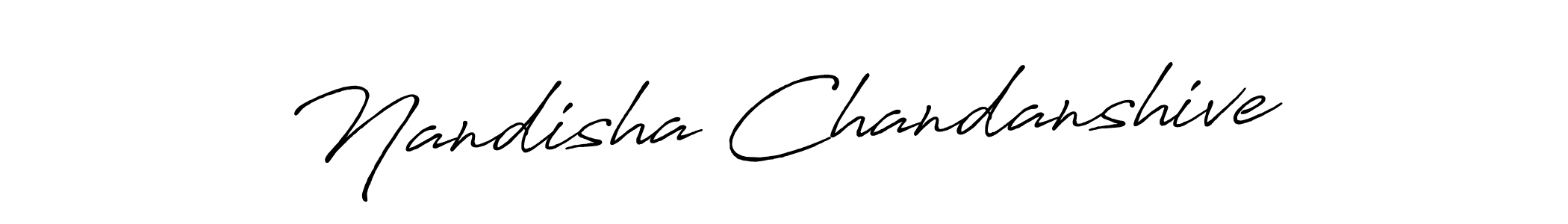 How to make Nandisha Chandanshive name signature. Use Antro_Vectra_Bolder style for creating short signs online. This is the latest handwritten sign. Nandisha Chandanshive signature style 7 images and pictures png