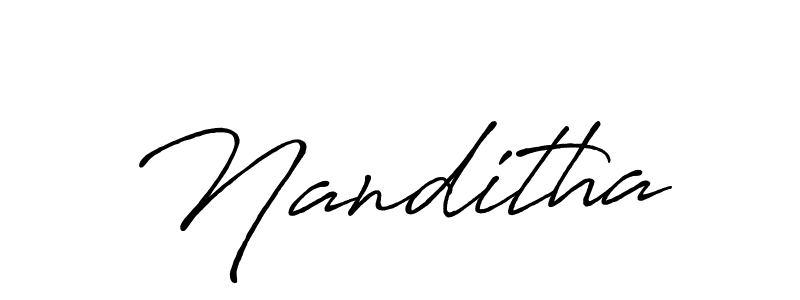 How to make Nanditha signature? Antro_Vectra_Bolder is a professional autograph style. Create handwritten signature for Nanditha name. Nanditha signature style 7 images and pictures png