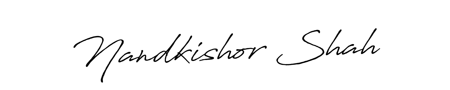 How to make Nandkishor Shah name signature. Use Antro_Vectra_Bolder style for creating short signs online. This is the latest handwritten sign. Nandkishor Shah signature style 7 images and pictures png