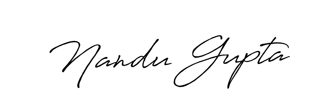 How to make Nandu Gupta name signature. Use Antro_Vectra_Bolder style for creating short signs online. This is the latest handwritten sign. Nandu Gupta signature style 7 images and pictures png